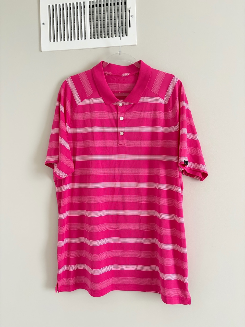 Oakley Men's Hot Pink Striped Polo
